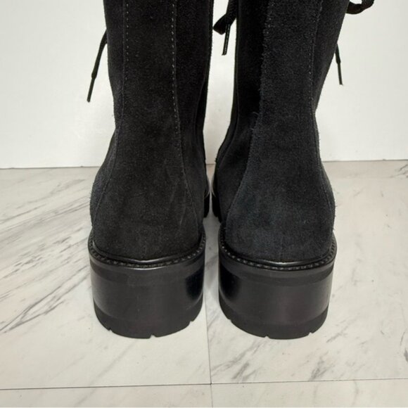 La Canadienne Jacques Black Suede Lace Up Lug Sole Heel Boot 8M - Picture 4 of 14